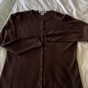 WENDY B. Chocolate brown cashmere cardigan size M